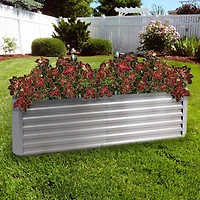 71-Inch Rectangular Raised Garden Bed - Galvalume Steel Vegetable Flower Bed Planter Kit - Silver