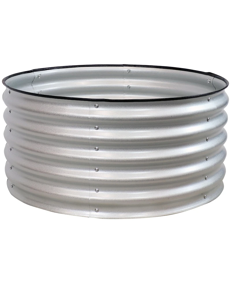 Small, Circular Raised Garden Bed - Galvalume Steel Planter Box with Rubber Edge Trim - 17.25" H