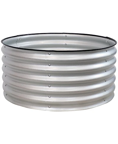 Small, Circular Raised Garden Bed - Galvalume Steel Planter Box with Rubber Edge Trim - 17.25" H