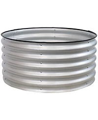 Small, Circular Raised Garden Bed - Galvalume Steel Planter Box with Rubber Edge Trim - 17.25" H