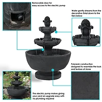 34"H Electric Polyresin 3-Tier Budding Fruition Outdoor Water Fountain