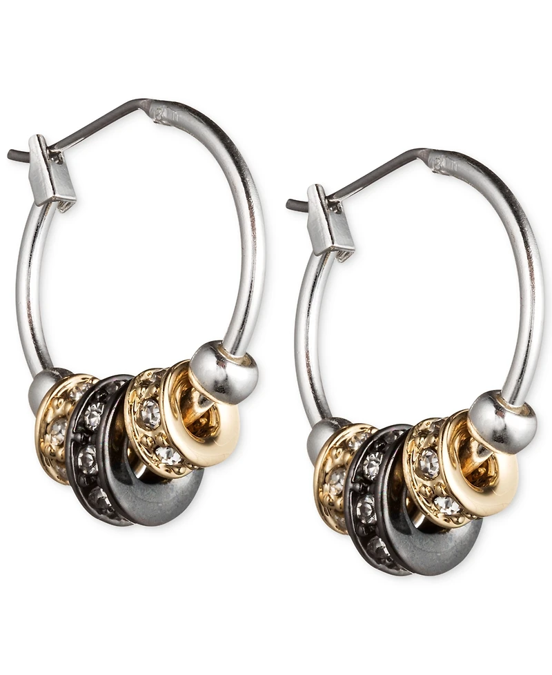 Nine West Tri-Tone 3/4" Slider Hoop Earrings