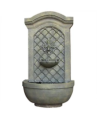 Sunnydaze Decor Rosette Leaf 31-Inch Polystone Outdoor Wall Water Fountain - Electric Submersible Pump - Limestone Stone Finish