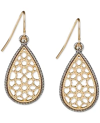 Patricia Nash Two-Tone Pave Lace-Look Tear-Shape Drop Earrings