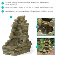 37"H Electric Fiberglass Stone Falls Waterfall Outdoor Water Fountain