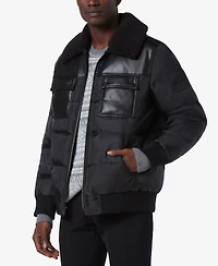 Marc New York Men's Beaumont Aviator Puffer with Faux Leather Trim