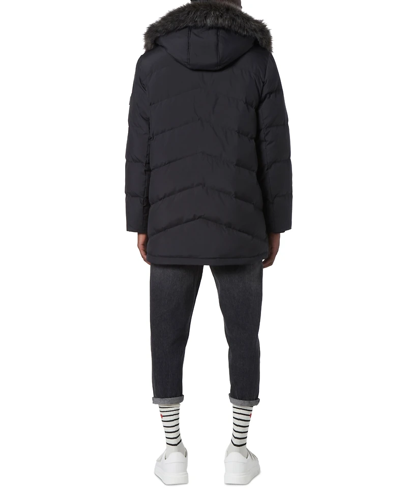Marc New York Men's Tremont Down Parka with Faux Fur Trimmed Removable Hood