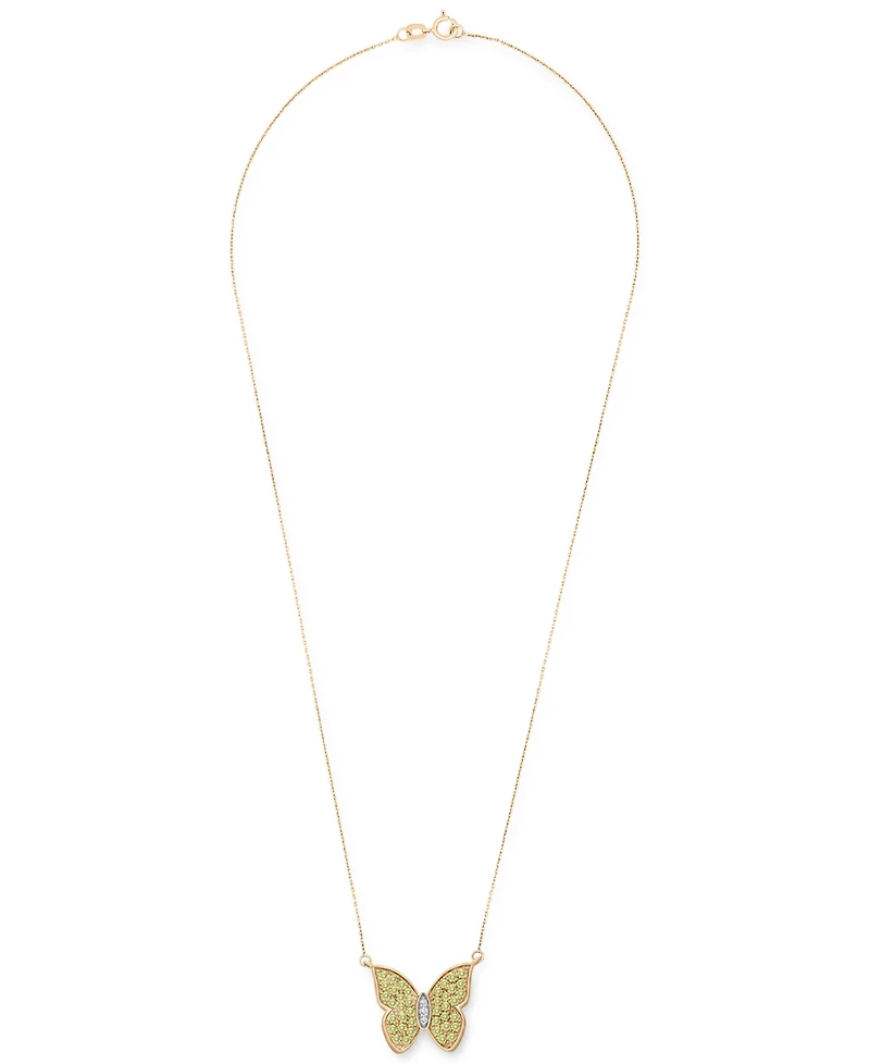 Garnet (1-1/5 ct. t.w.) & White Topaz (1/10 ct. t.w.) Butterfly 17" Pendant Necklace in 14k Gold-Plated Sterling Silver (Also in Peridot)
