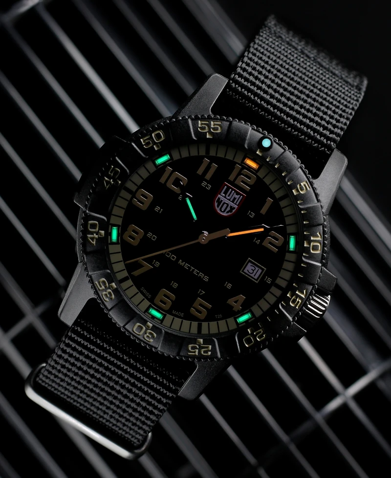 Luminox Men's Swiss Leatherback Sea Turtle Giant Dive Black Nato Strap Watch 44mm