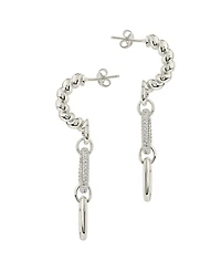 Sterling Forever Cubic Zirconia Andi Drop Hoop Earrings