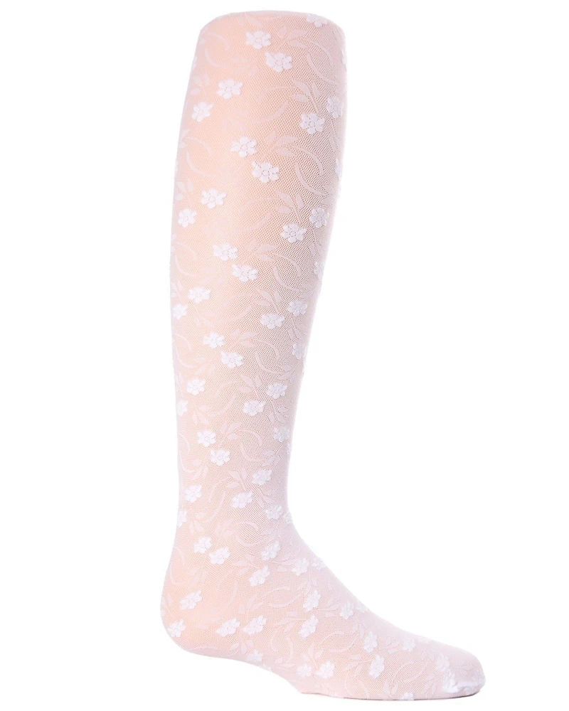 MeMoi Baby Girls Sweet Blossoms Sheer Raised Floral Print Tights