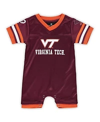 Newborn and Infant Boys Girls Colosseum Maroon Virginia Tech Hokies Bumpo Football Logo Romper
