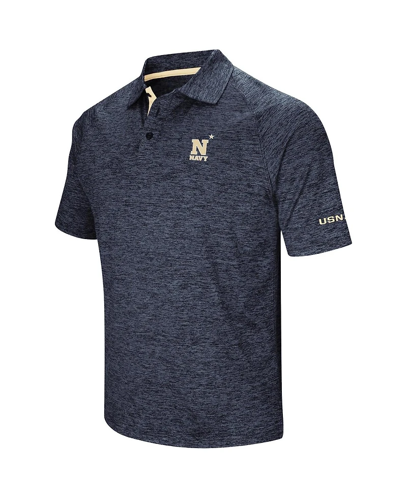Men's Colosseum Heathered Navy Midshipmen Down Swing Polo Shirt