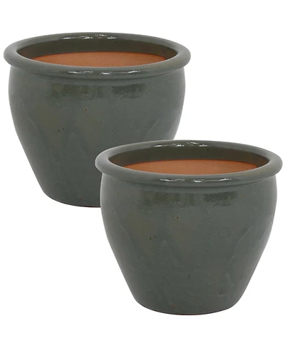 Chalet Outdoor/Indoor High-Fired Glazed Uv- and Frost-Resistant Ceramic Planters with Drainage Holes