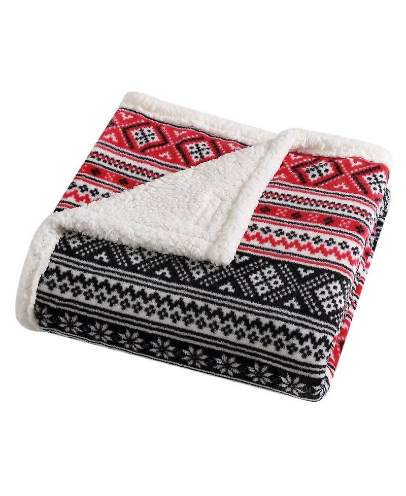 Eddie Bauer Ultra Soft Plush Fleece Reversible Throw, 60" X 50"