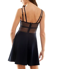 City Studios Juniors' Double-Strap Mesh-Back Dress