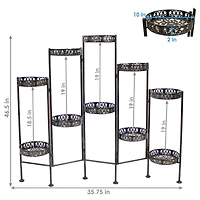 Indoor/Outdoor Steel 10-Tiered Folding Succulent Flower Plant Display Stand - 52" - Bronze