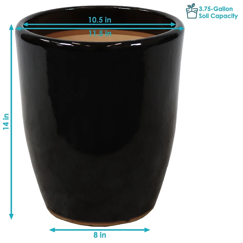 Indoor/Outdoor Captivating Vista Decorative Glazed Ceramic Planters for Greenery or Flowers - 11.5"