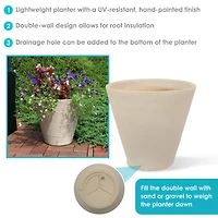 Walter 15.5" Double-Walled Polyresin Outdoor Planter - Fade-Resistant Antique White Finish - Set of 2