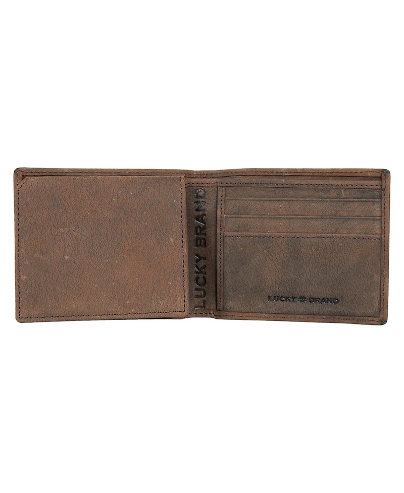 Lucky Brand Men's Grooved Leather Bifold Wallet