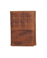Lucky Brand Men's Plaid Embossed Leather Trifold Wallet