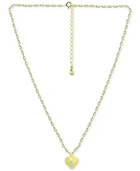 Giani Bernini Cubic Zirconia Polished Heart Paperclip Link Pendant Necklace, 16" + 2" extender, Created for Macy's