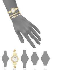 Anne Klein Women's Gold-Tone Alloy Bangle with Crystals Fashion Watch 24mm and Bracelet Set