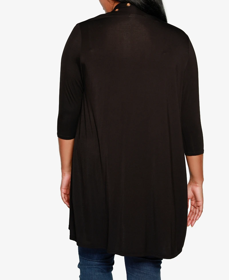 Belldini Plus Grommet-Trim Duster Cardigan Sweater