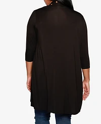 Belldini Plus Grommet-Trim Duster Cardigan Sweater