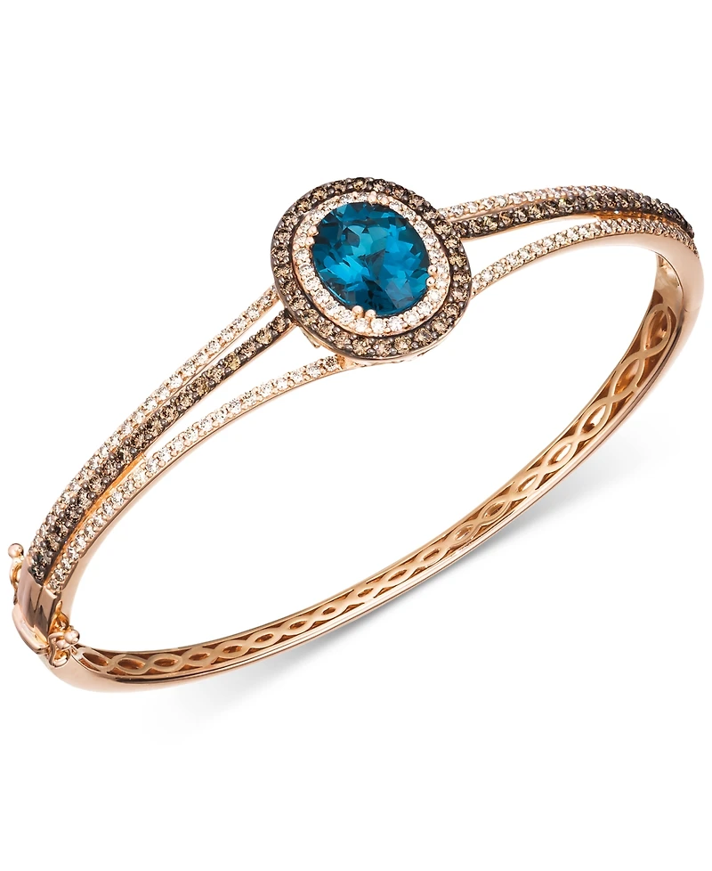 Le Vian London Blue Topaz (4 ct. t.w.) & Diamond (2-1/4 ct. t.w.) Bangle Bracelet in 14k Rose Gold