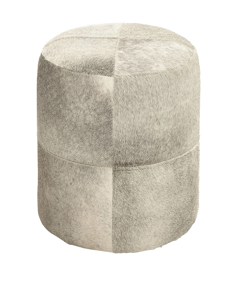 Rosemary Lane Leather Handmade Stool with Patchwork Pattern, 16" x