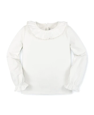 Hope & Henry Baby Girls Long Sleeve Ruffle Neck Knit Top