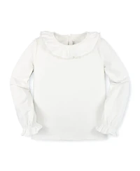 Hope & Henry Baby Girls Long Sleeve Ruffle Neck Knit Top