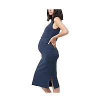 Ripe Maternity Layered Knit Sleeveless Nursing Dress Ink