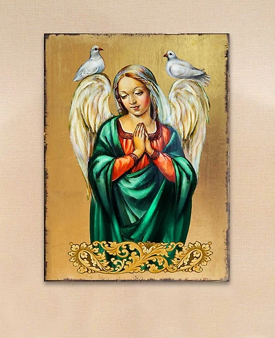 Designocracy Icon Praying Angel Wall Art on Wood 8"