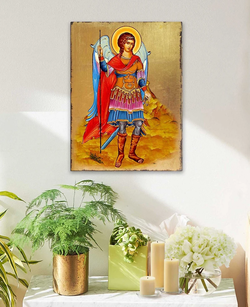 Designocracy Icon Saint Michael The Archangel Wall Art on Wood 16"