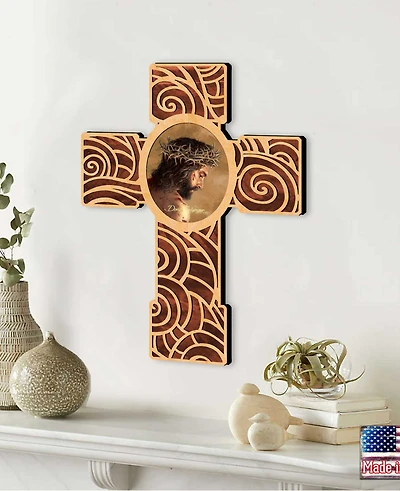 Designocracy Jesus Inspirational Wooden Modern Cross