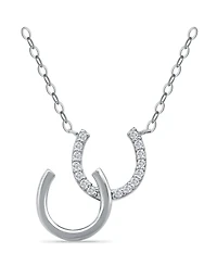 Giani Bernini Cubic Zirconia Pave Polish Double Horseshoe Necklace in Sterling Silver