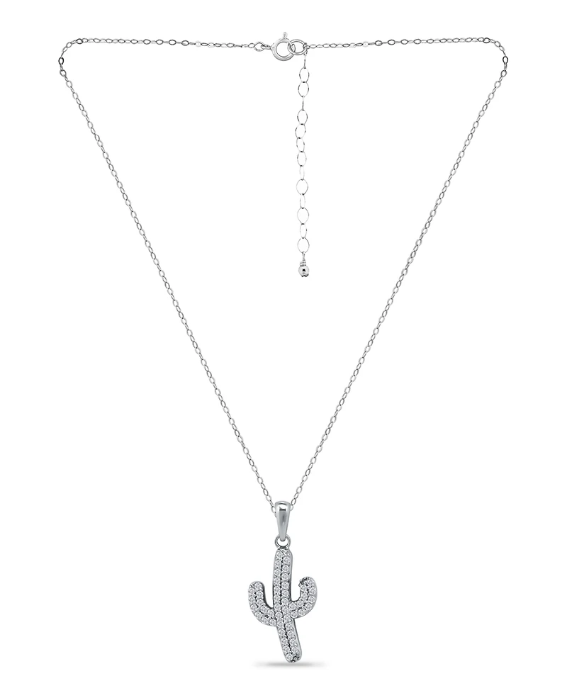 Giani Bernini Cubic Zirconia Pave Cactus Pendant Necklace in Sterling Silver