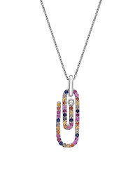 Macy's Citrine, grown Pink Sapphire, Amethyst, grown Blue Sapphire, Peridot and grown White Sapphire Clip Pendant Necklace in Sterling Silver