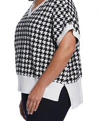 Ella Rafaella Plus Houndstooth Vest Sweater