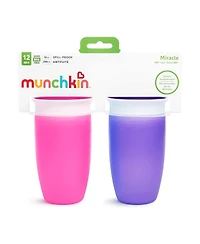 Munchkin Toddler Miracle 360 Sippy Cup, Pink/Purple, 10 Oz, 2 Count