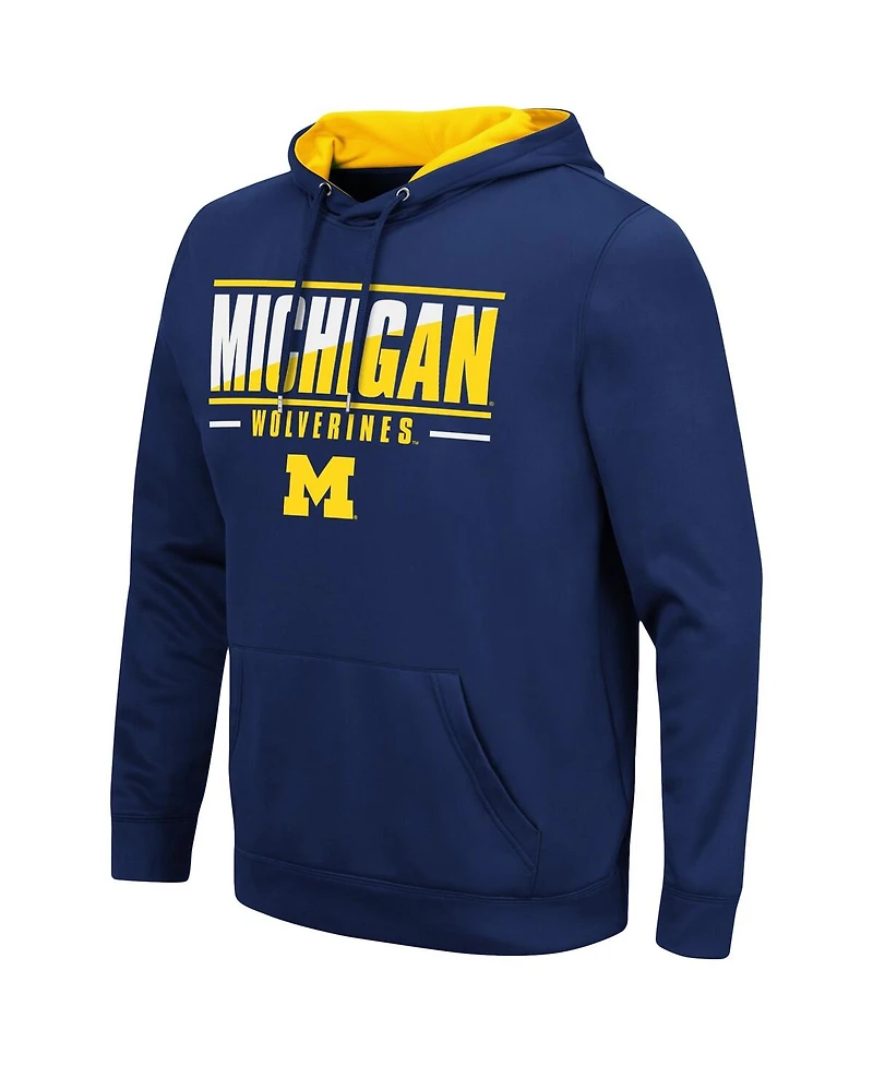 Men's Colosseum Navy Michigan Wolverines Slash Stack 2.0 Pullover Hoodie
