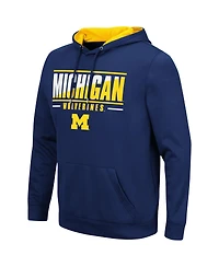 Men's Colosseum Navy Michigan Wolverines Slash Stack 2.0 Pullover Hoodie