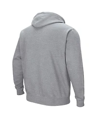 Men's Colosseum Heathered Gray Northeastern Huskies Arch and Logo Pullover Hoodie