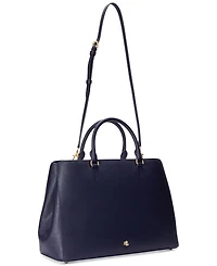 Lauren Ralph Crosshatch Leather Large Hanna Satchel