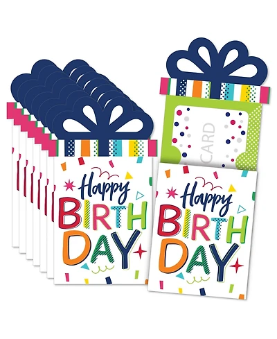Cheerful Happy Birthday - Colorful Money & Nifty Gifty Card Holders - Set of 8