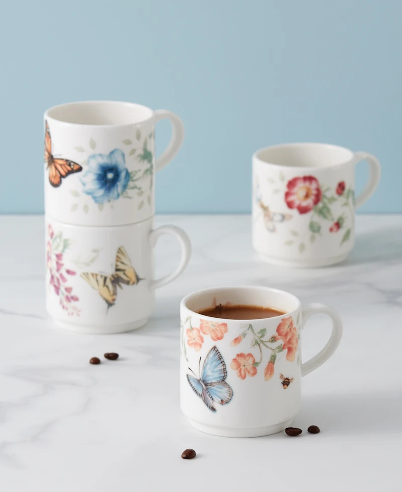 Lenox Butterfly Meadow Stackable Mugs, Set of 4