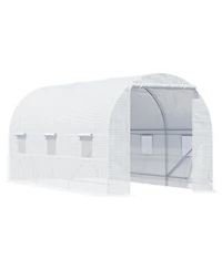 Outsunny Walk-in Tunnel house, Roll Up Door, 15' x 7' x 7',