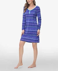 Ink+Ivy Women's Long Sleeve Henley Sleepshirt